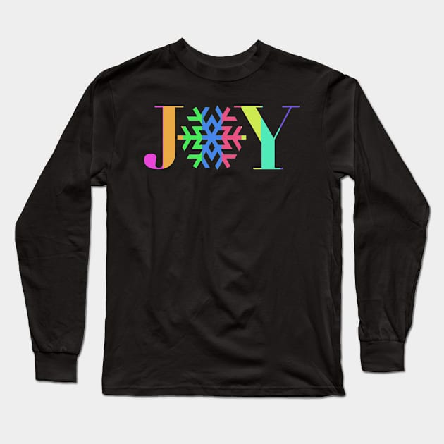 JOY - Bright Stripe Snowflake - on Black Long Sleeve T-Shirt by JossSperdutoArt